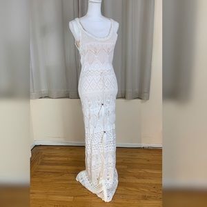 VENUS Crochet Maxi Tank Dress in White